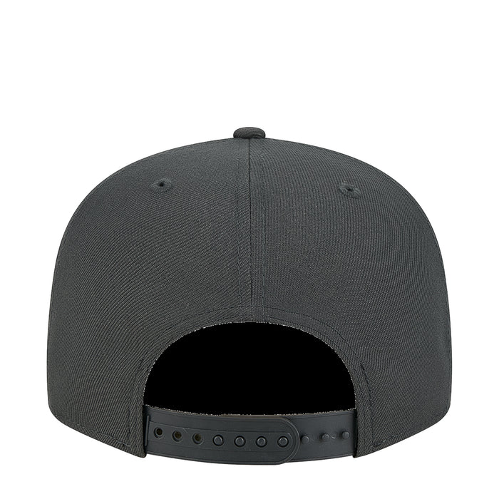 Dark gray baseball cap with adjustable strap and back ventilation eyelets