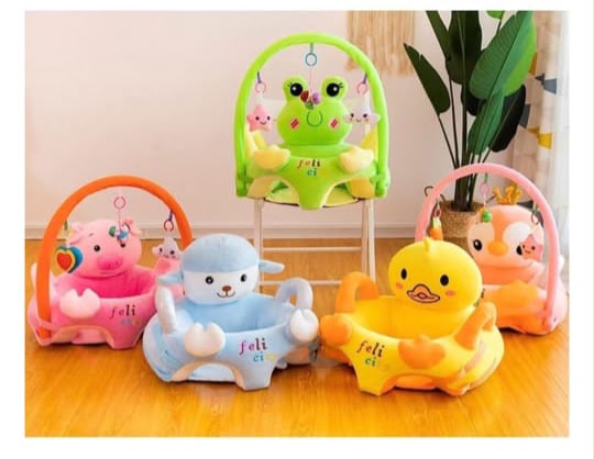 Baby Sit Trainer with Rattle Shakers | Large Size | Animal Design | Plush Sofa Seat