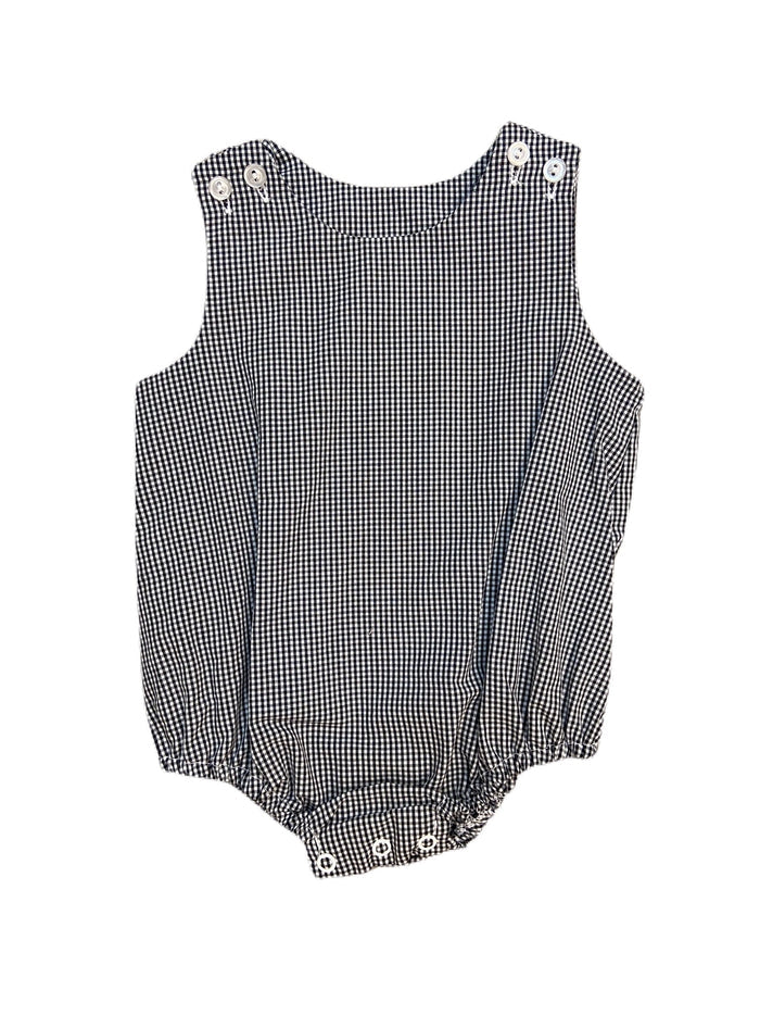 Banbury Cross Button Shoulder Bubble Black Gingham