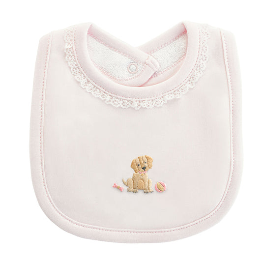 BCC Good Puppy Bib w Lace Trim-Pink