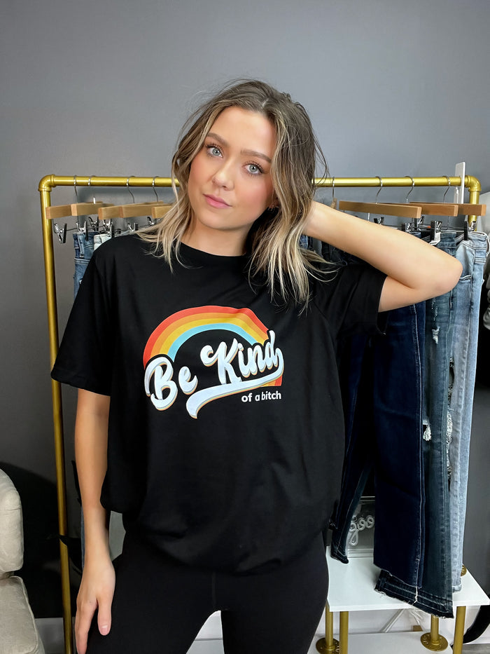 Be Kind Of A Bi*ch Retro Rainbow Graphic Tee