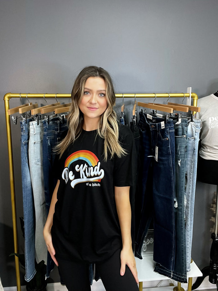 Be Kind Of A Bi*ch Retro Rainbow Graphic Tee
