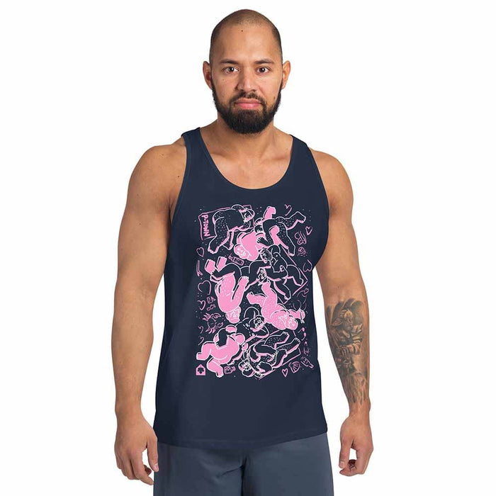 Bearpad Ptown Herring Cove Beach Tank navy with pink and white on man