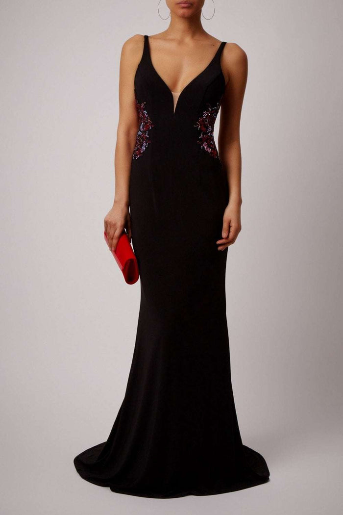 Black MC181465 Multi Beads open back dress - Cargo Clothing