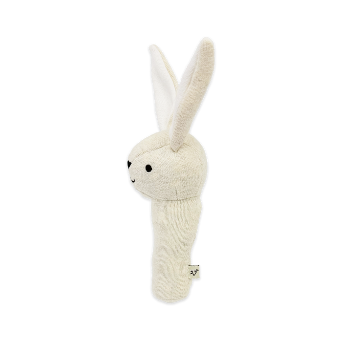 Bunny - Organic Stuffed Animal Baby Stick Rattle Toy