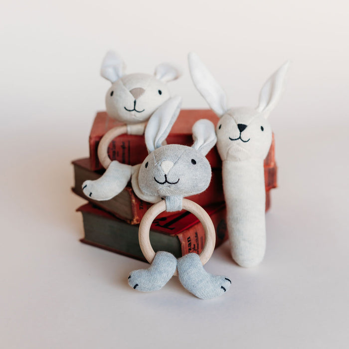 Bunny - Organic Stuffed Animal Baby Rattle Toys