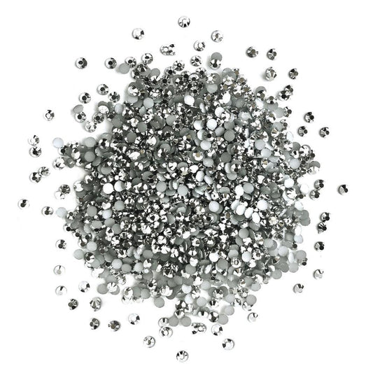 Buttons Galore - Jewelz - 8g - Variety of colours. A mix of 3mm, 5mm & 6mm faceted AB Jewelz. Flat back, jelly bottom rhinestones for jewelry and crafts. Available Colours: Alabaster White, Jet, Hematite, Silver, Gold, Copper, Rainbow, Peridot, Emerald, Light Sapphire, Sapphire, Aquamarine, Capri Blue, Dark Aqua, Light Amethyst, Amethyst, Topaz, Lemon, Orange, Mid Orange, Siam, Fuchsia, Rose, Jet Black. Available at Embellish Away located in Bowmanville Ontario Canada. Silver