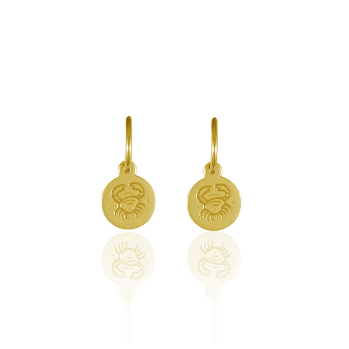 Cancer Mini Zodiac Hoops - Gold