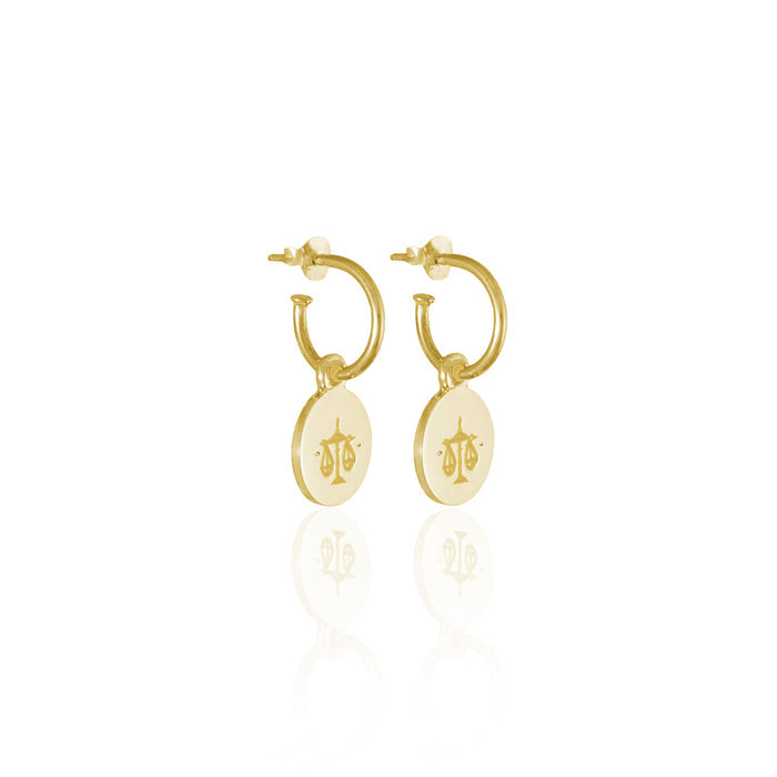 Cancer Mini Zodiac Hoops - Gold