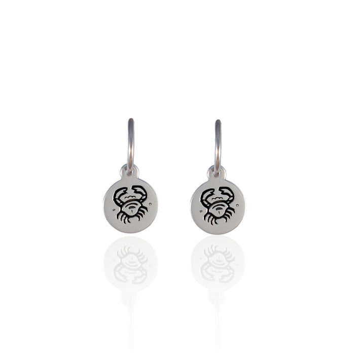 Cancer Mini Zodiac Hoops - Silver
