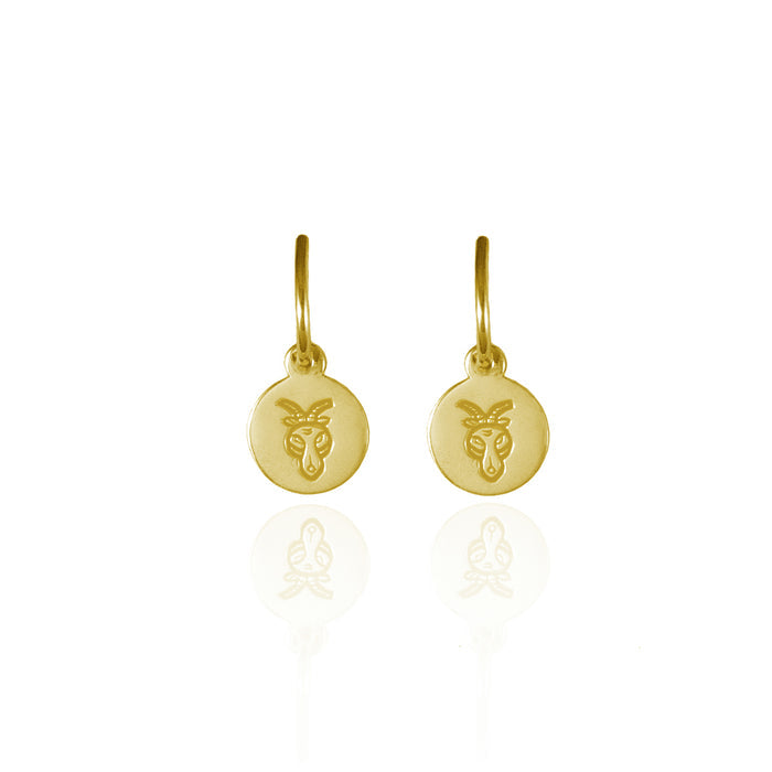 Capricorn Mini Zodiac Earrings - Gold
