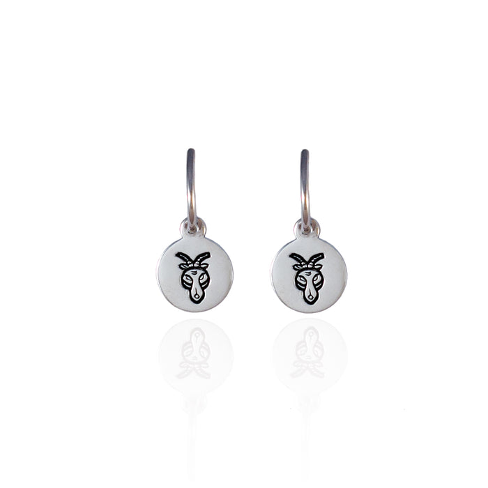 Capricorn Mini Zodiac Hoops - Silver