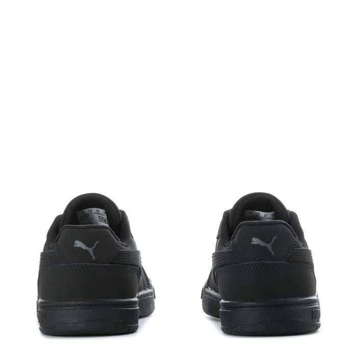 Kids' black Puma sneakers, rear heel and lace loops visible