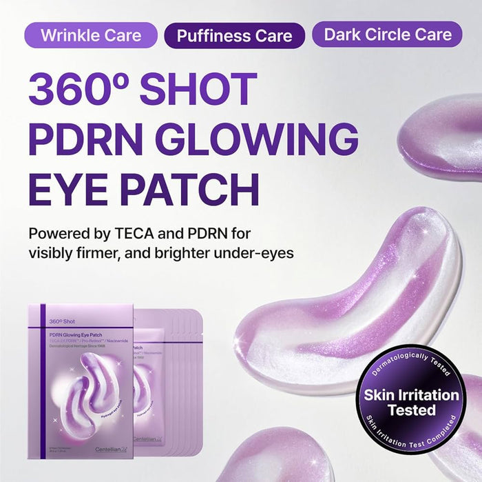 Centellian24 360 Shot PDRN Glowing Eye Patch Set (12 Patches) مجموعة رقعة العين المتوهجة سنتيليان 24، لقطة 360 درجة، شرطة PDRN - Princess Cosmetics Qatar