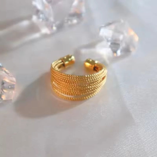 Chic Multi-Layer Gold Stackable Adjustable Open Fashion Finger Ring for Women