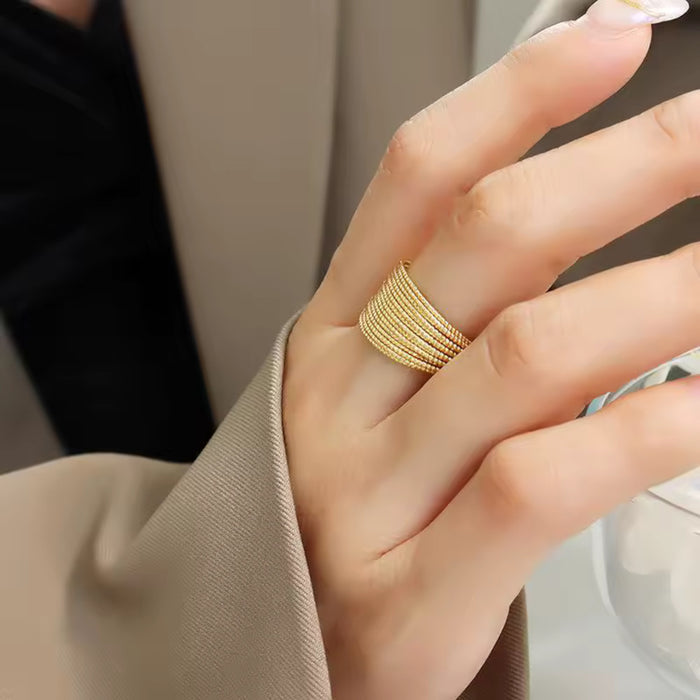 Chic Multi-Layer Gold Stackable Adjustable Open Fashion Finger Ring for Women
