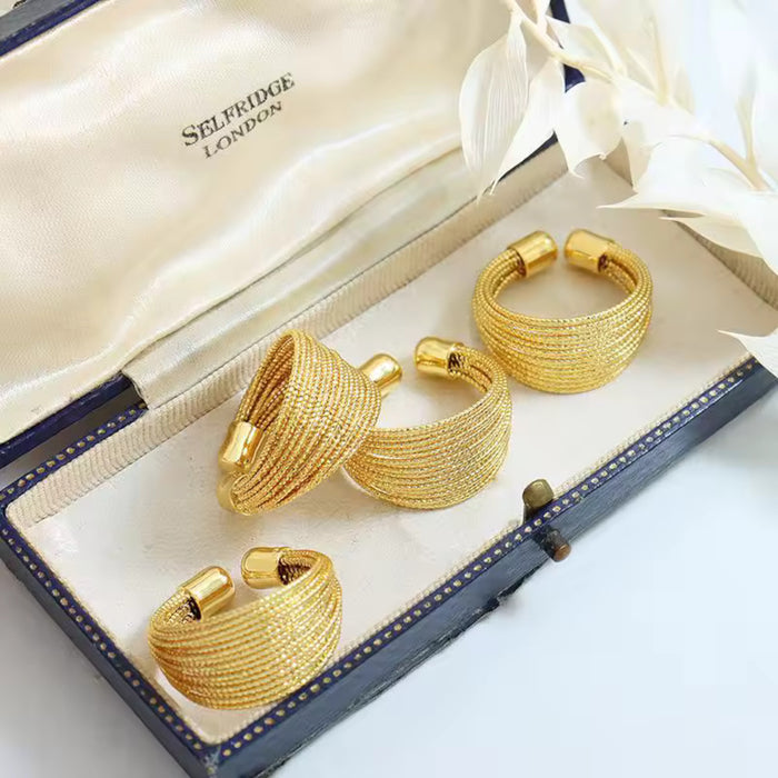 Chic Multi-Layer Gold Stackable Adjustable Open Fashion Finger Ring for Women