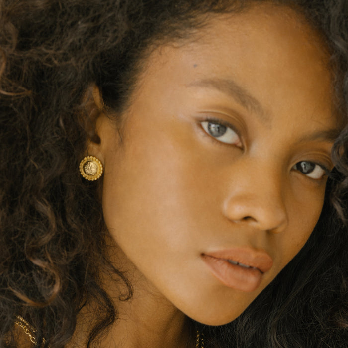 Recycled Sterling Silver Classic Bowie Earrings - Gold