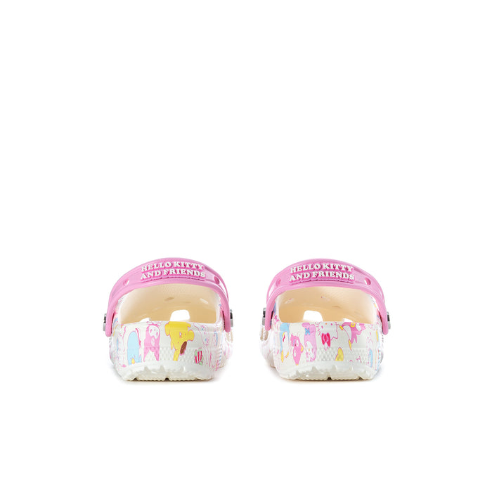 Women’s pastel clogs with pink back strap and Hello Kitty & Friends lettering