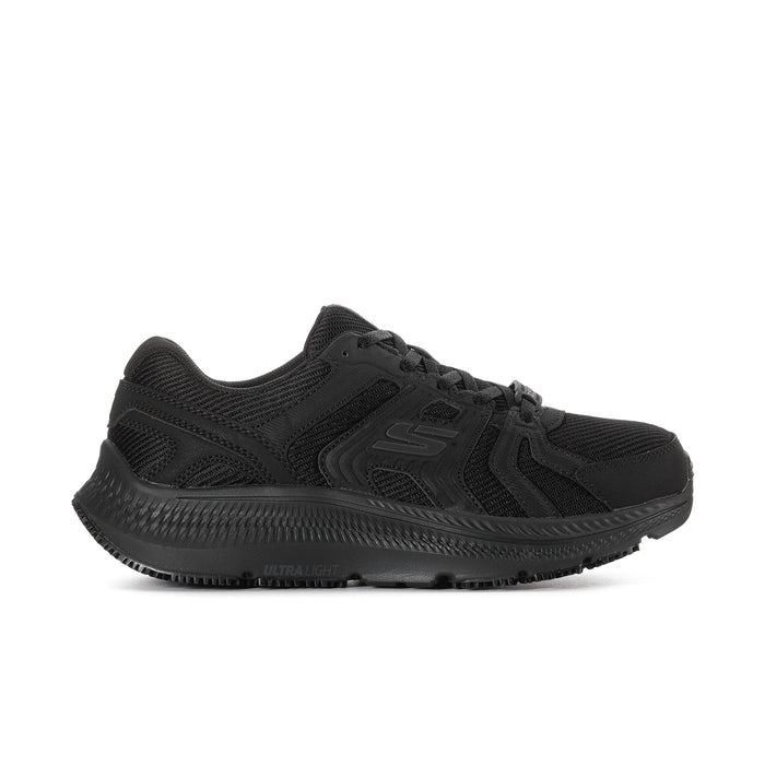 Men's black slip-resistant extra-wide athletic sneakers, lace-up with textured upper