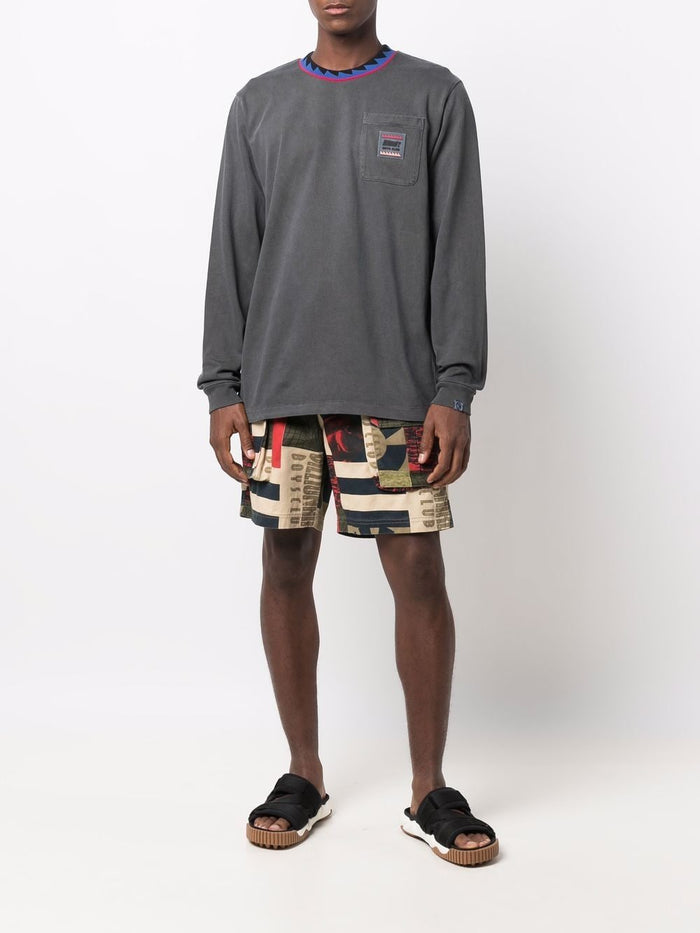 Cotton Contrasting-Collar Sweatshirt