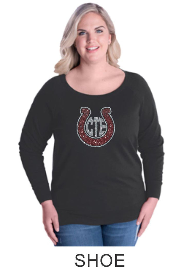 CTE Glitter Curvy Ladies Slouchy Pullover in 4 New Designs