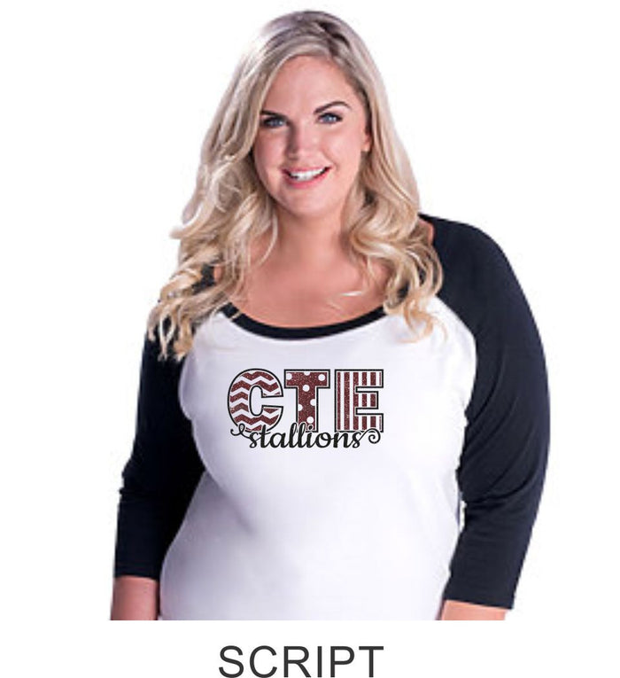 CTE Glitter Curvy Lady Raglan- in 4 New designs