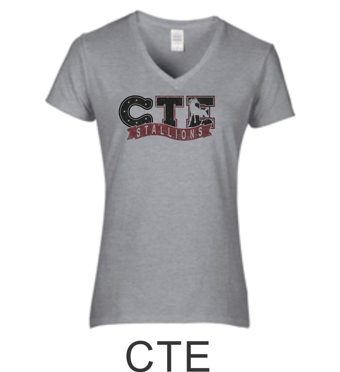 CTE Glitter Ladies Grey Short Sleeve Tee in 4 New Designs
