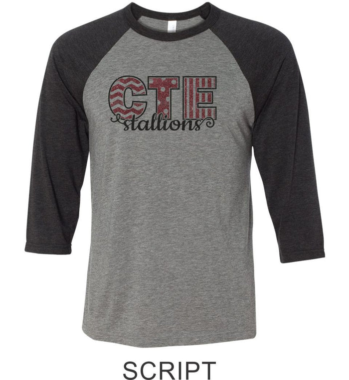 CTE Glitter Raglan T-Shirt in 4 New Designs