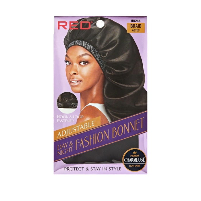 Red Beauty by KISS adjustable fashion bonnet for braids in black with hook and loop fastener