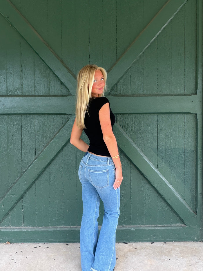 DAZE Low Rise Flare Jeans – First Crush