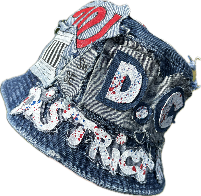 D.C (Distressed City)Hand-Crafted Denim Bucket Hat