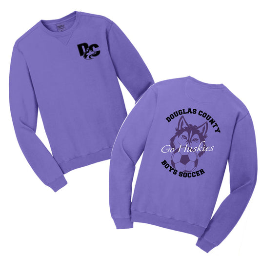 DCHS Soccer Beach Wash Crewneck Sweatshirt-HUSKIES DESIGN