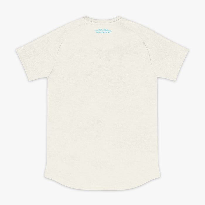 Bone and light blue Diamond Tech graphic tee — back view