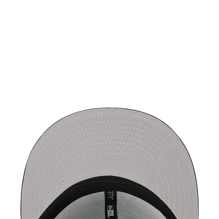 Gray cap interior with black sweatband and size label