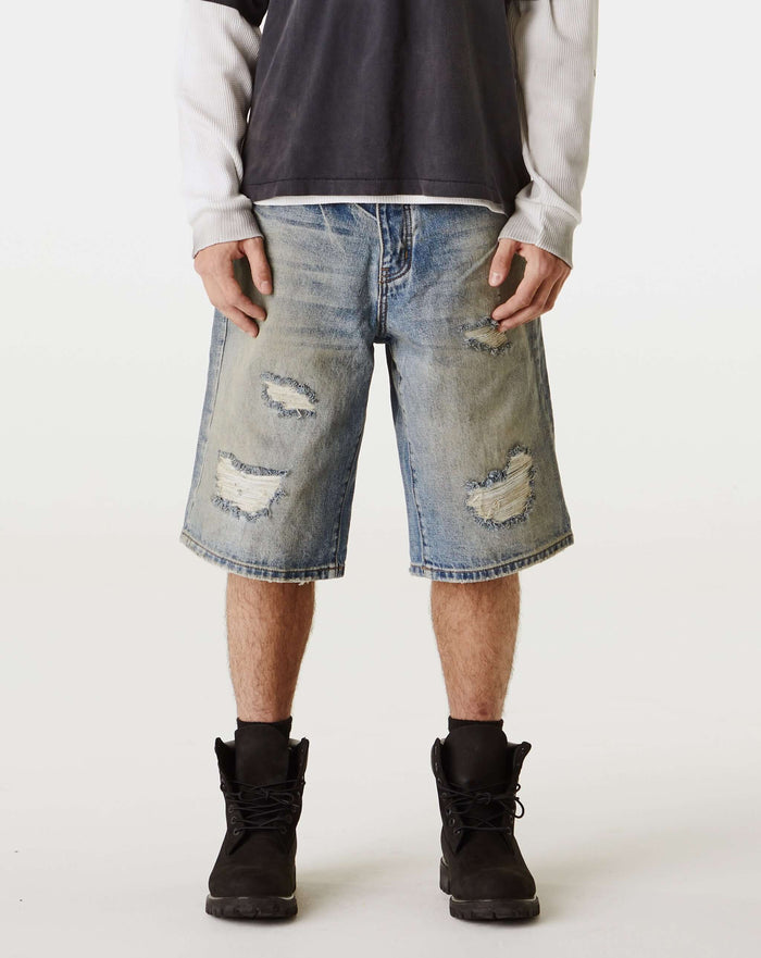 PRVT LBL Distressed Denim Short. Underground Apparel. Rule of Next Streetwear.