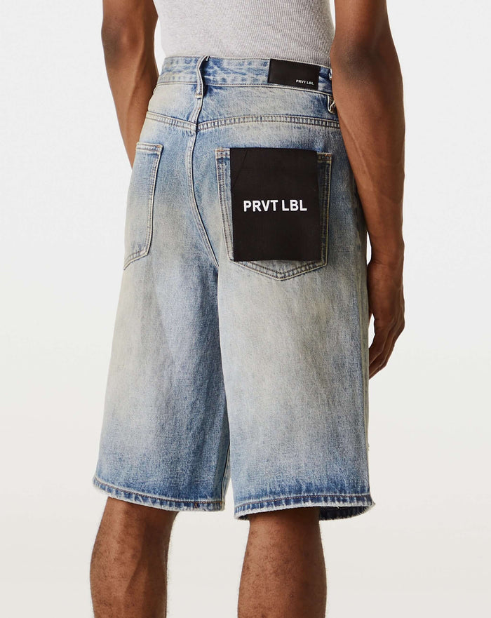 PRVT LBL Distressed Denim Short. Underground Apparel. Rule of Next Streetwear.