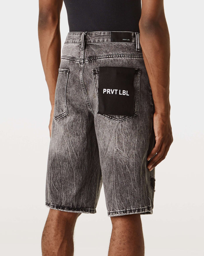 PRVT LBL Distressed Denim Short. Underground Apparel. Rule of Next Streetwear.