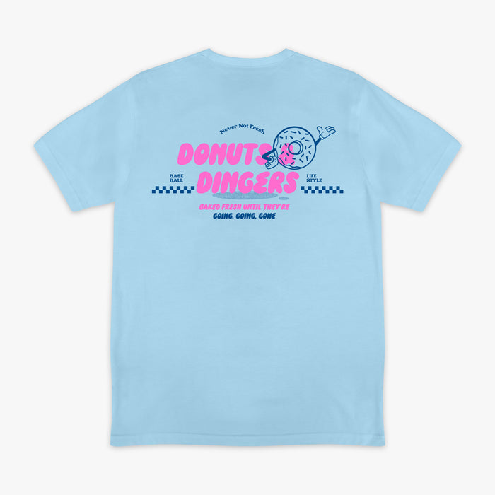 Graphic tee with “Donut” design — back view