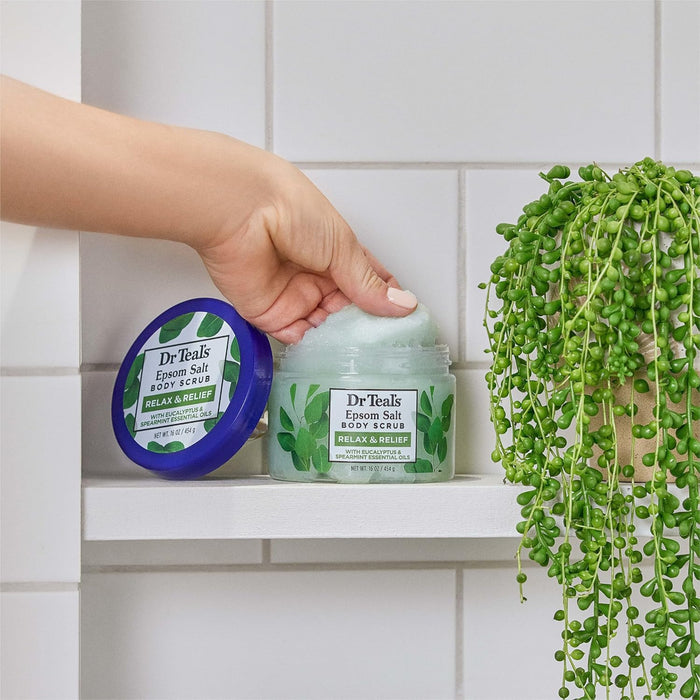 DR TEALS epsom salt scrub relax & relief with eucalyptus & spearmint essential oil مقشر الجسم بملح ايبسوم