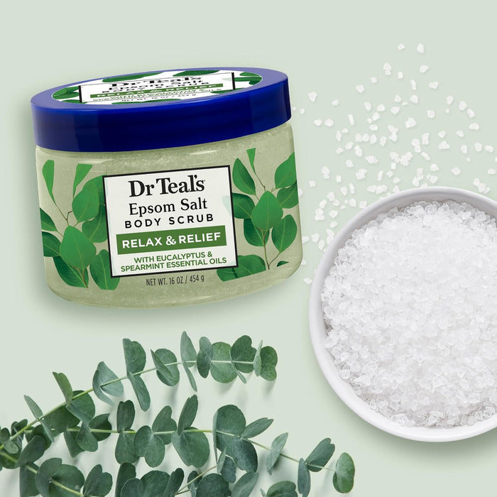 DR TEALS epsom salt scrub relax & relief with eucalyptus & spearmint essential oil مقشر الجسم بملح ايبسوم