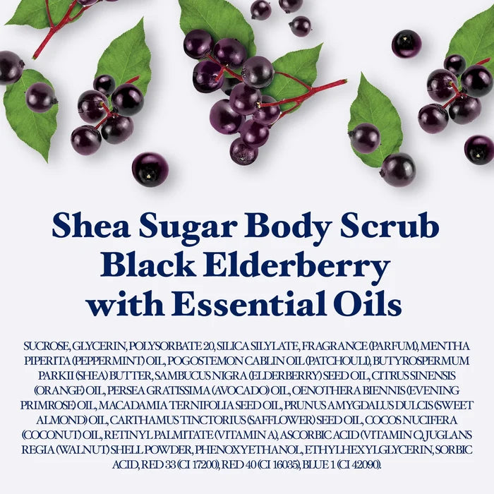 DR TEALS shea suger scrub black elderberry with essential oils مقشر الجسم بالتوت الاسود والشيا من دكتر تيلز