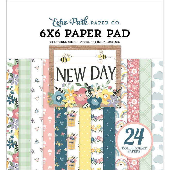 Echo Park - Double-Sided Paper Pad 6"X6" - 24/Pkg - New Day. Available at Embellish Away located in Bowmanville Ontario Canada.