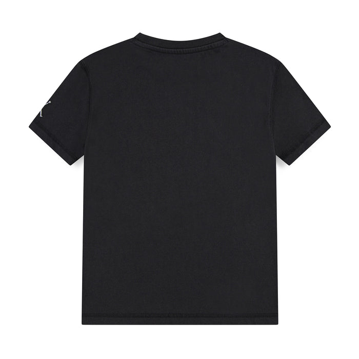 Youth Jordan wash tee back view, plain dark black crewneck.