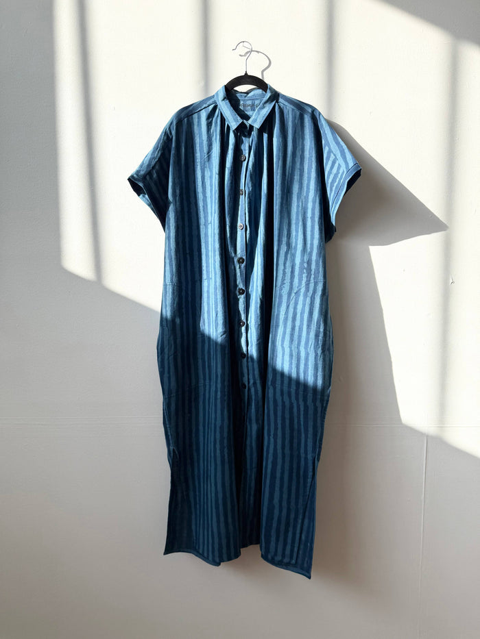 Elise Indigo Stripe Dress