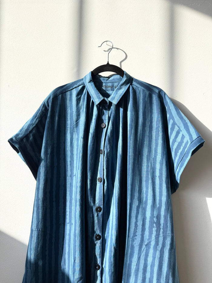 Elise Indigo Stripe Dress