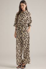 Entro Butterfly Printed Tie Waist Blouse