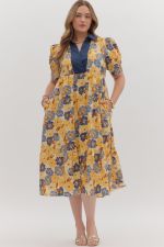 Entro Floral Contrast Collar Dress