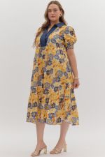 Entro Floral Contrast Collar Dress