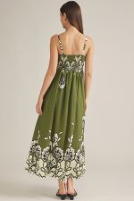 Entro Olive Floral Smocked Maxi Dress